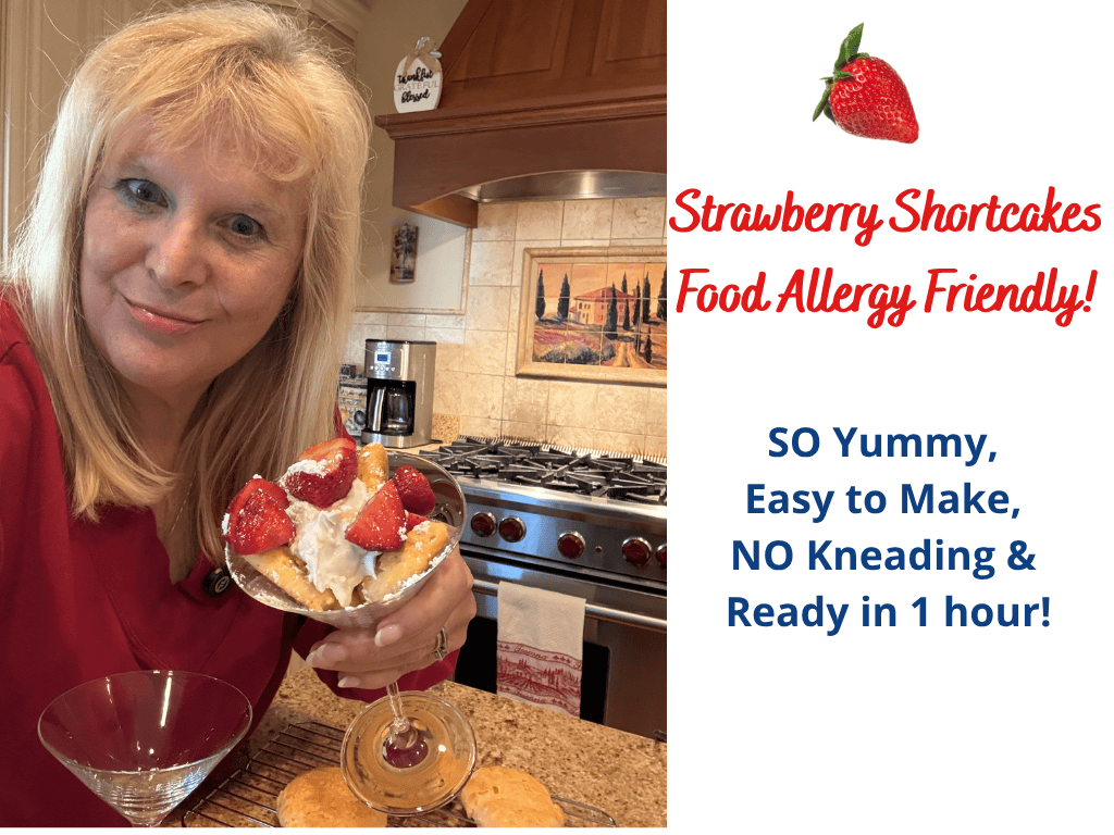 Cindi enjoying the scrumptious food allergy friendly strawberry shortcake!