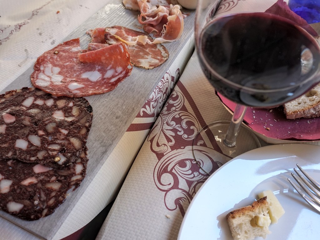 Charcuterie with wine