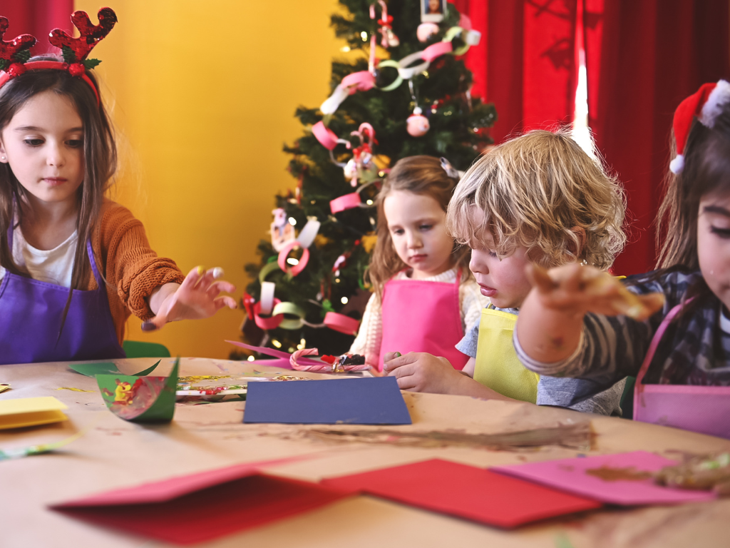 Kids at preschool at Christmas