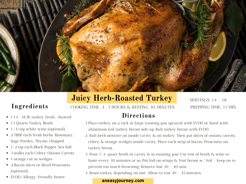 Juicy herb Roasted Food Allergy friendly Turkey