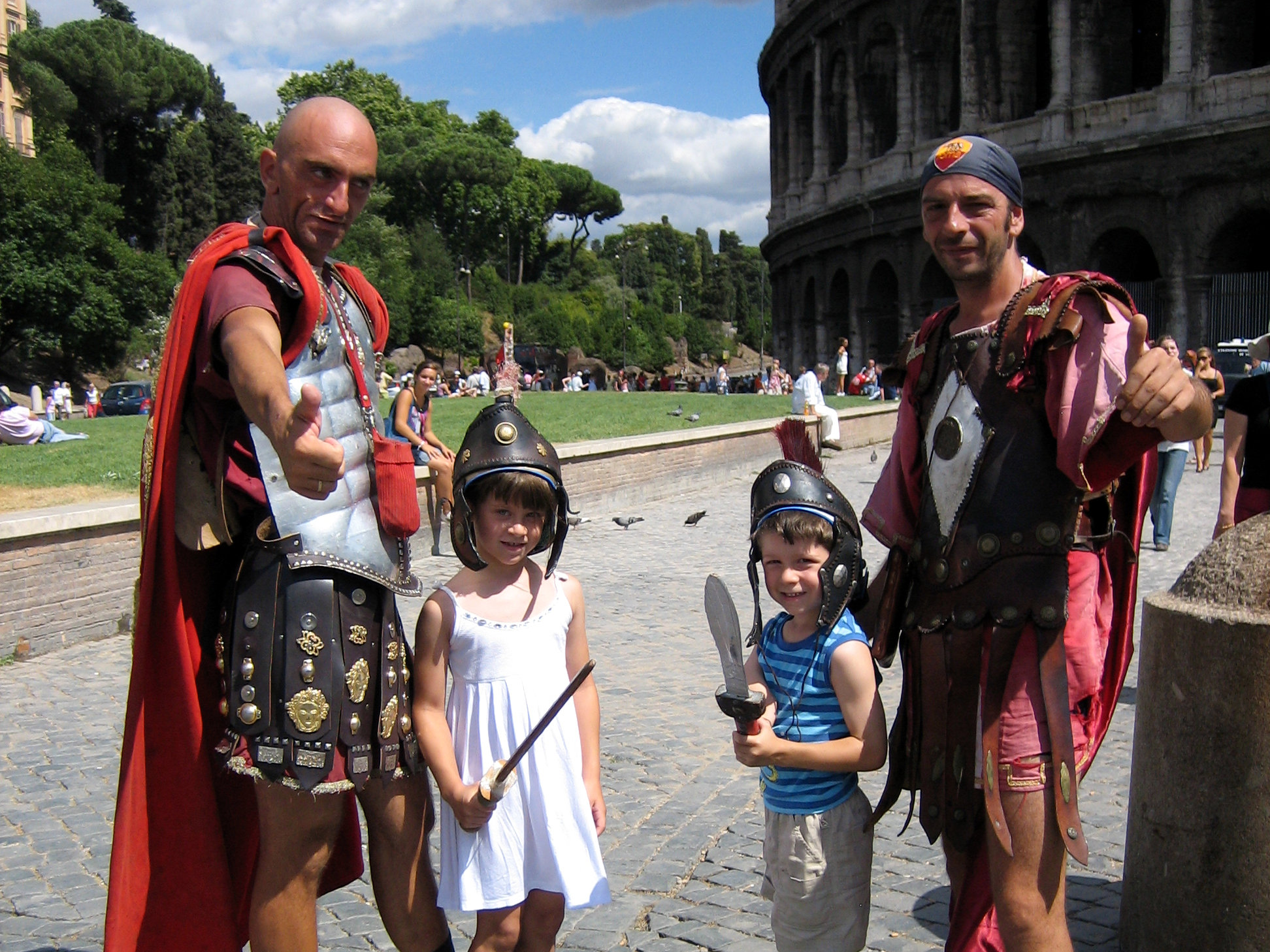 Photo of toddlers with Roman Gladiators